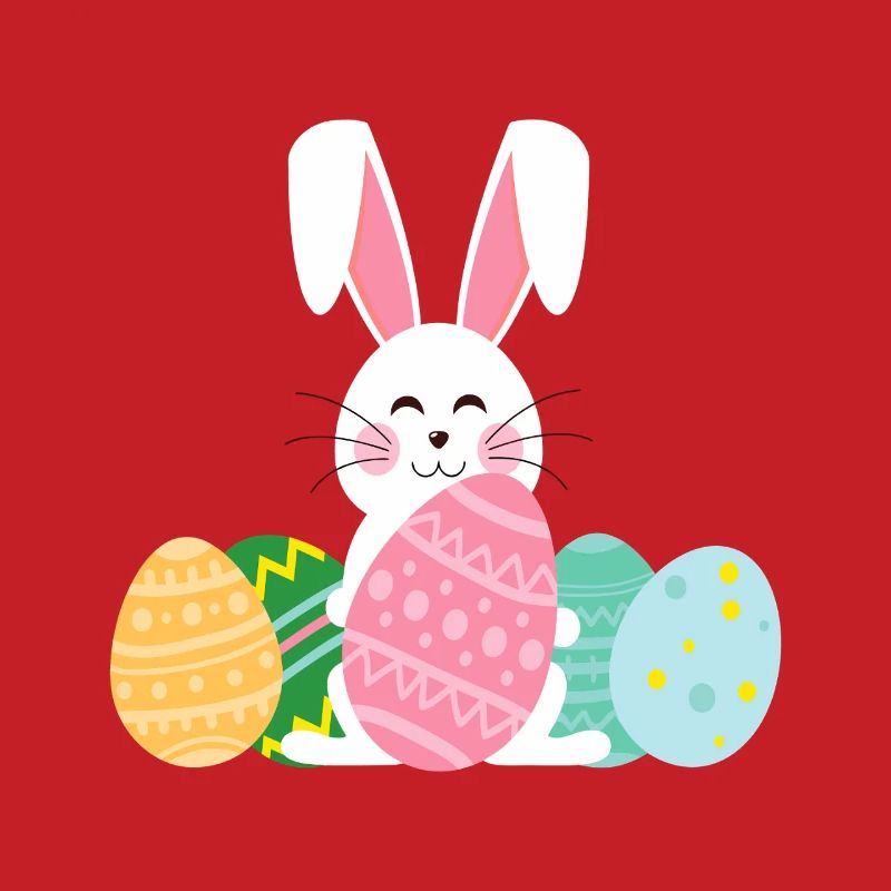 Pastel Easter Bunny with Eggs