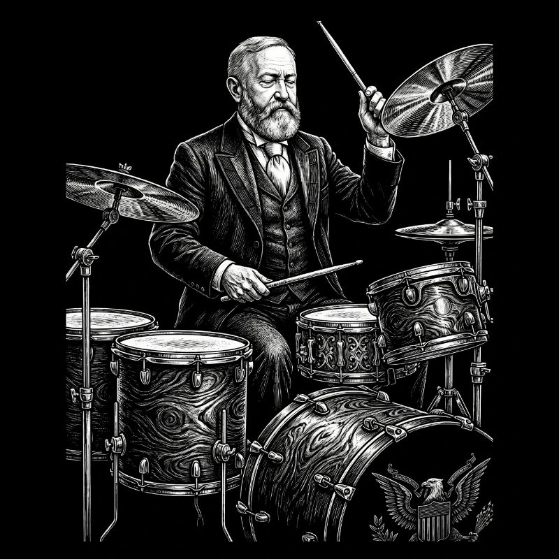 Benjamin Harrison plays drums