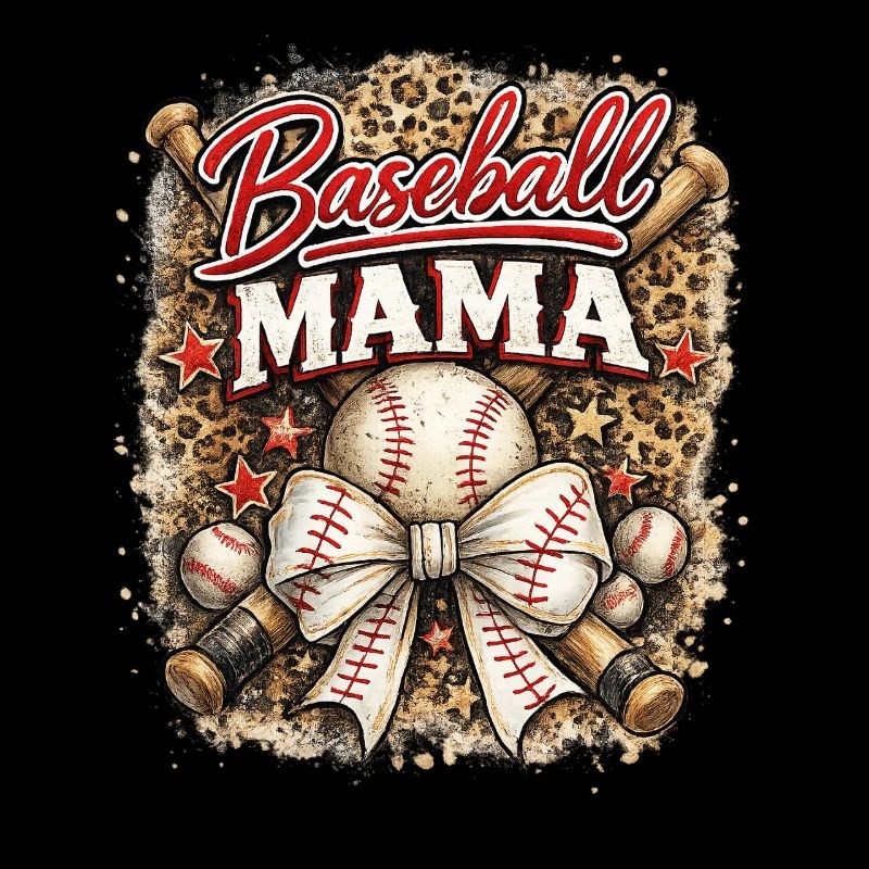 Baseball Mama Schleife Leopard Muttertag Sport 