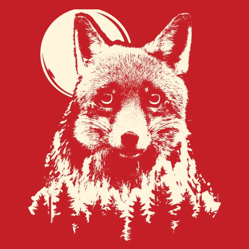Fox Forest Moon Nature Tree Moonlight Animals Symbol