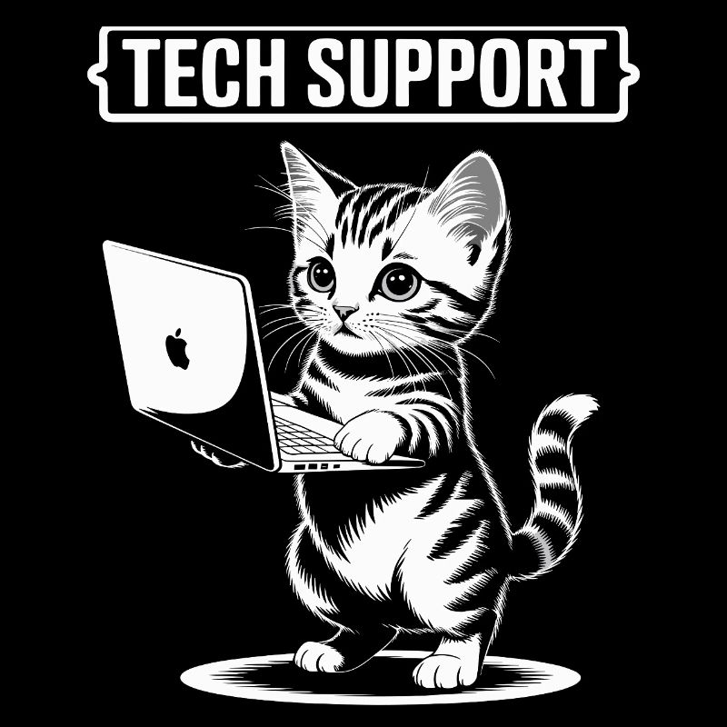Support technique amusant, chat mignon, informatique ironique