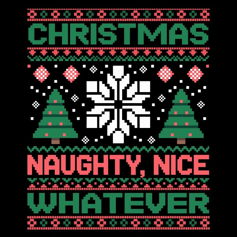 Christmas Pixel Sweat Naughty Nice Whatever