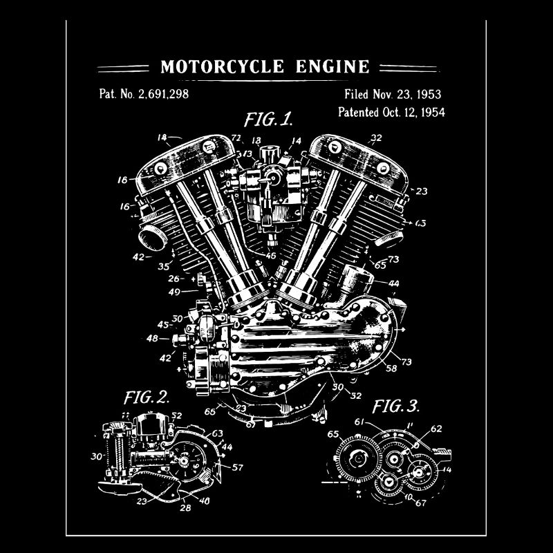 V-Twin Engine Blueprint Illustration
