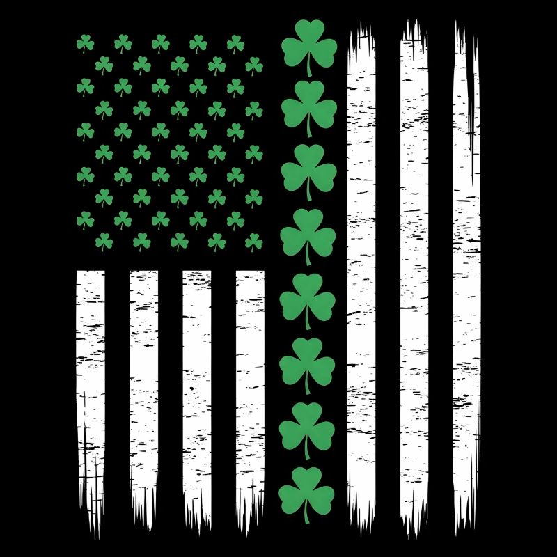 Drapeau américain américain avec trèfles pour Saint Patrick