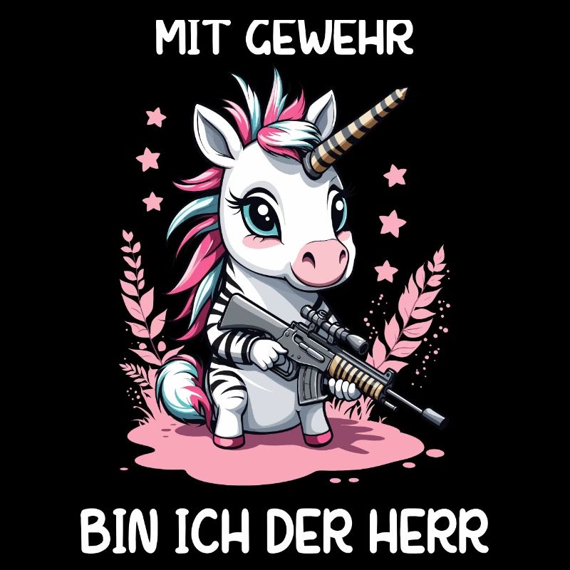 Einhorn mit Jagdgewehr