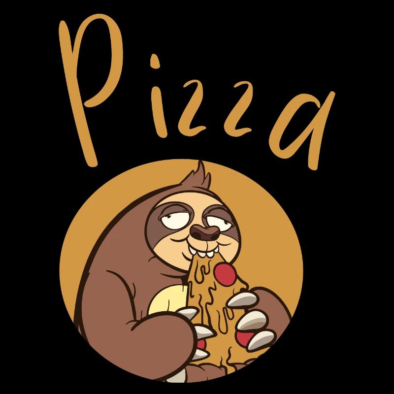 Fun sloth with pizza