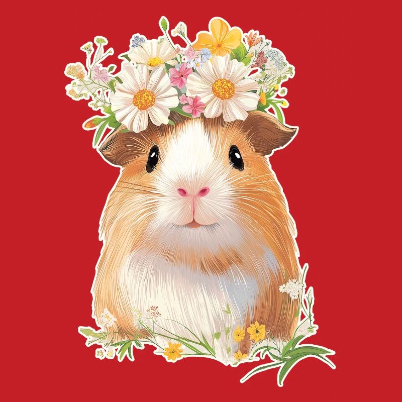 Cochon d’Inde avec des fleurs