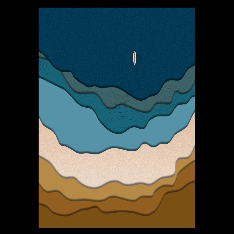 Design abstrait de plage - planche de surf dans l’océan