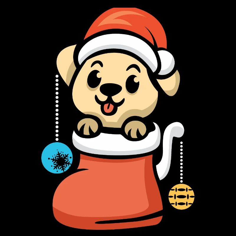 Chiot de Noël avec bijoux dans le coffre