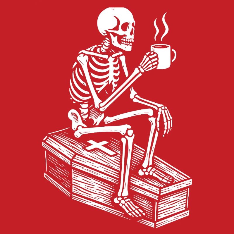 Skeleton drinking espresso
