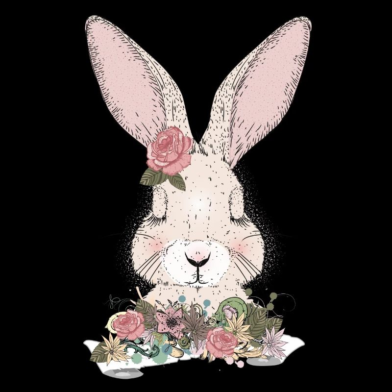 dreaming rabbit with floral ornament