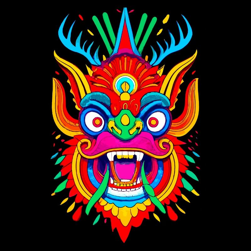 Masque de dragon coloré