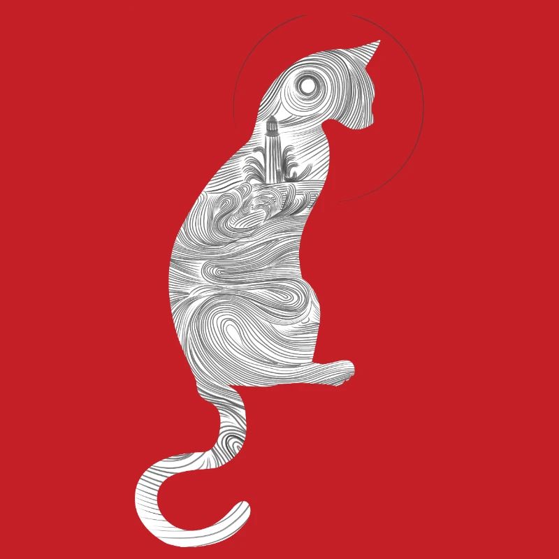 Abstract cat with spiral pattern