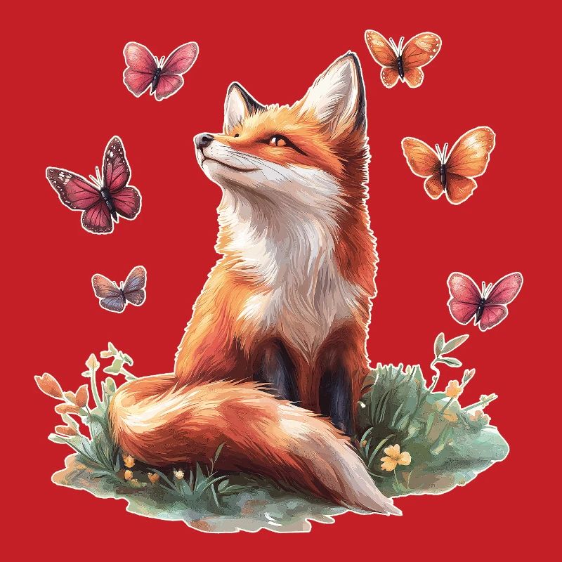 Fox with butterflies