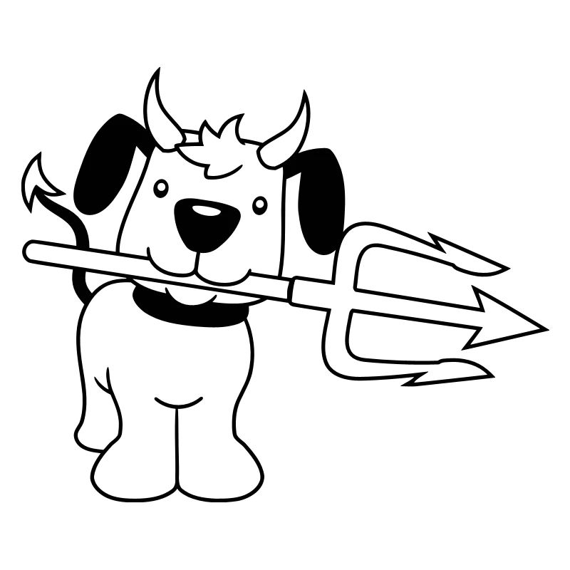 Dog Devil Satan Hell Evil Trident Horns Cool