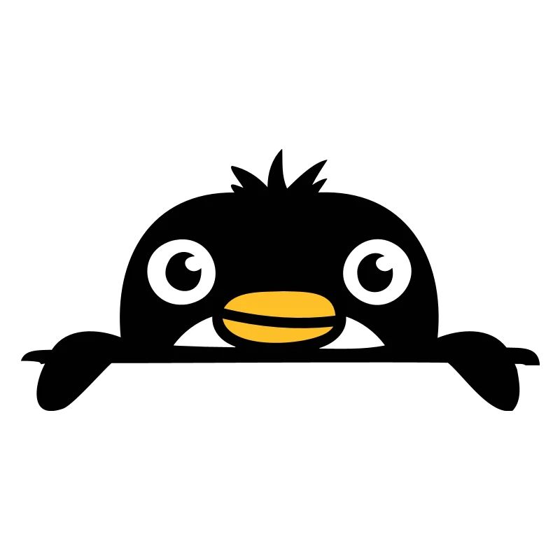 Kleiner Pinguin guckt süß hinter Mauer hervor Kind
