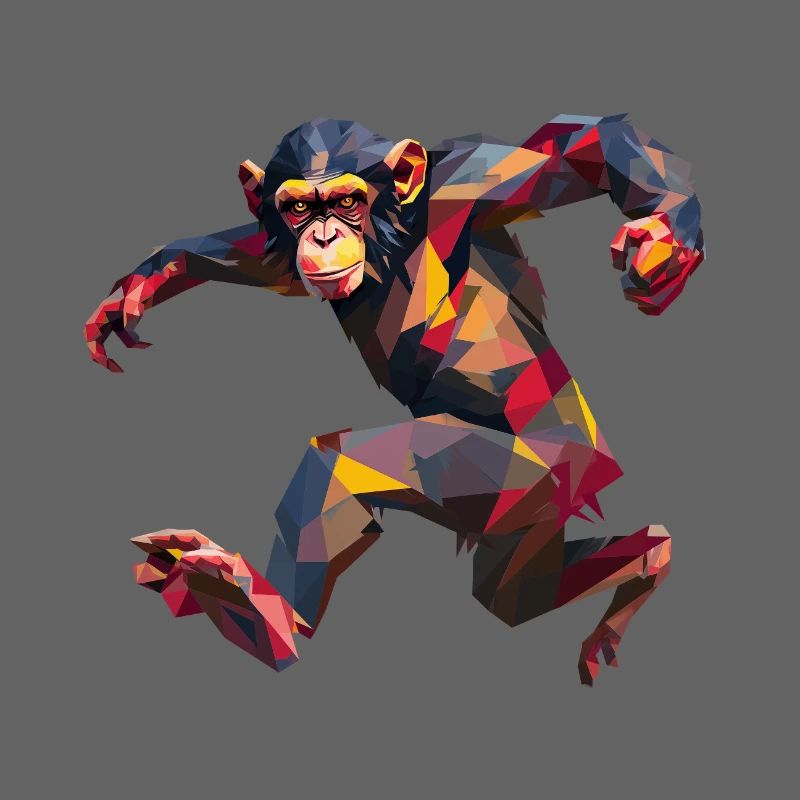 Conception de logo Low Poly Chimpanzee Sprint