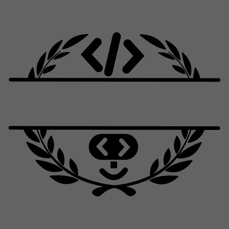 Code logo and code smiley in laurel wreath