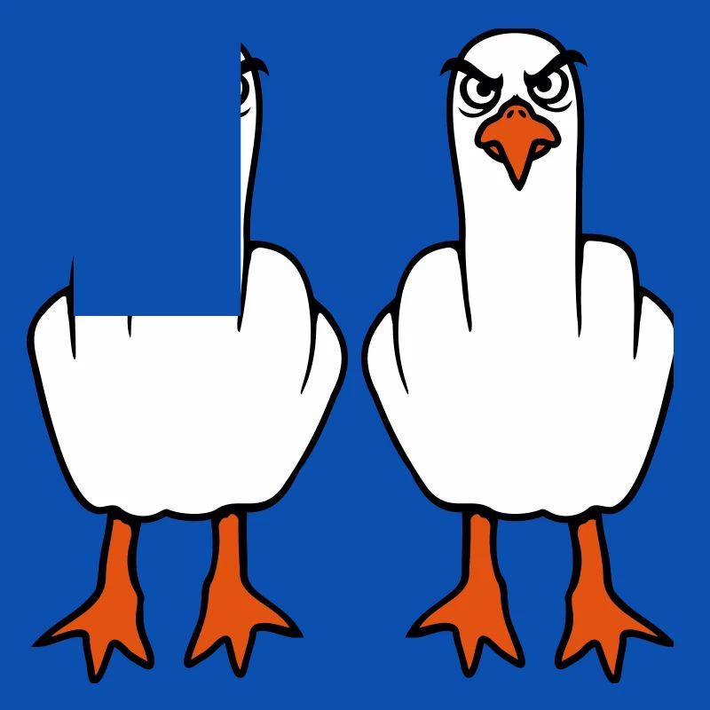 2 Möwen Mittelfinger Beleidigung Stinkefinger Team