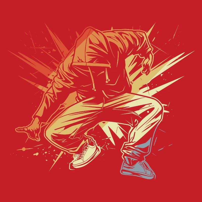 Breakdancer dessinant vintage