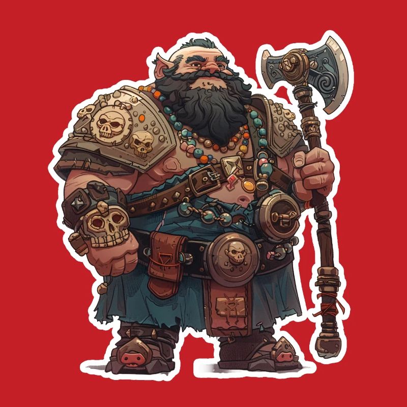 Fat dwarf warrior with a big axe