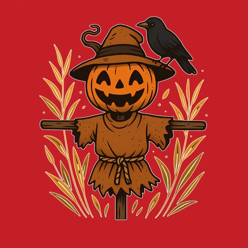 Pumpkin Ghost Scheuch with Raven