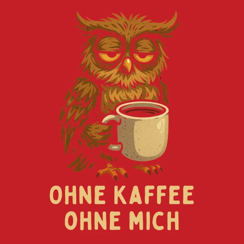 Nickernde Eule mit Kaffee