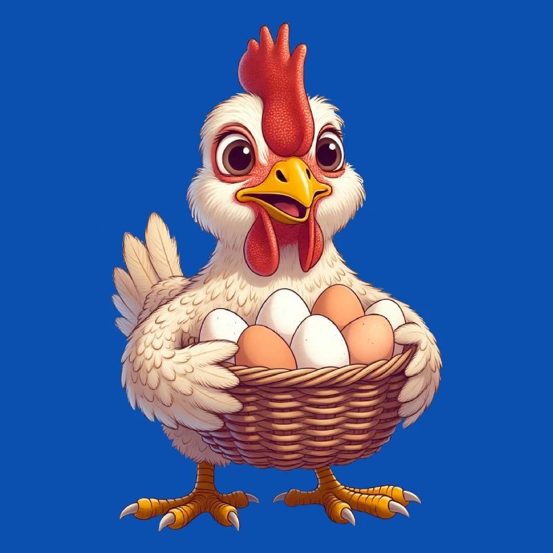 Huhn mit Eierkorb