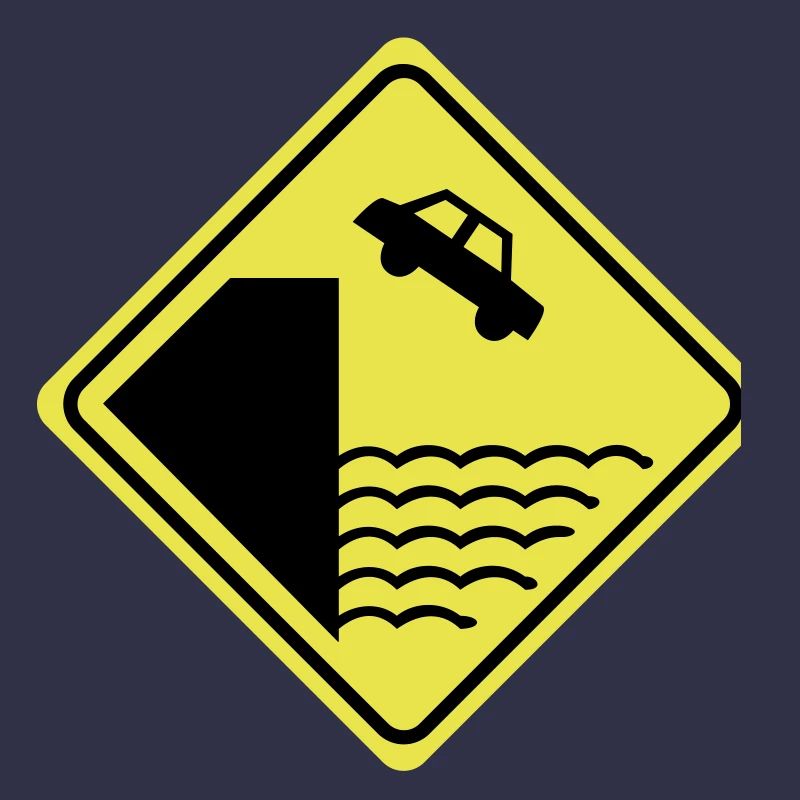 Warning - Steep water's edge - 2 Color Vector