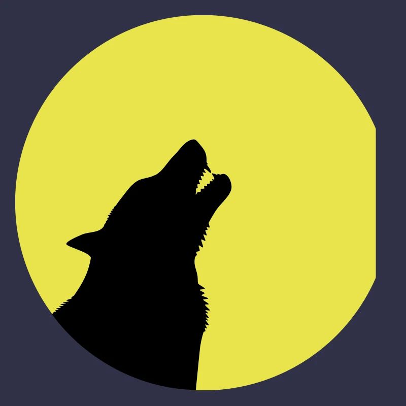 Loup hurlant devant les dents de lune wolve