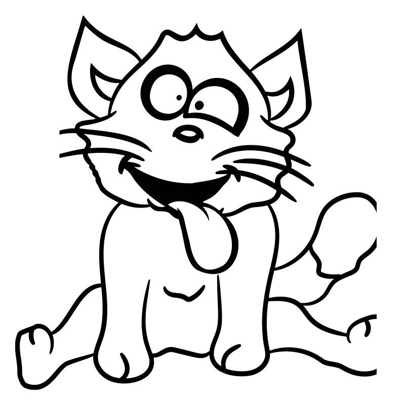 Cat Squints Funny Crazy Tongue Out Grimace
