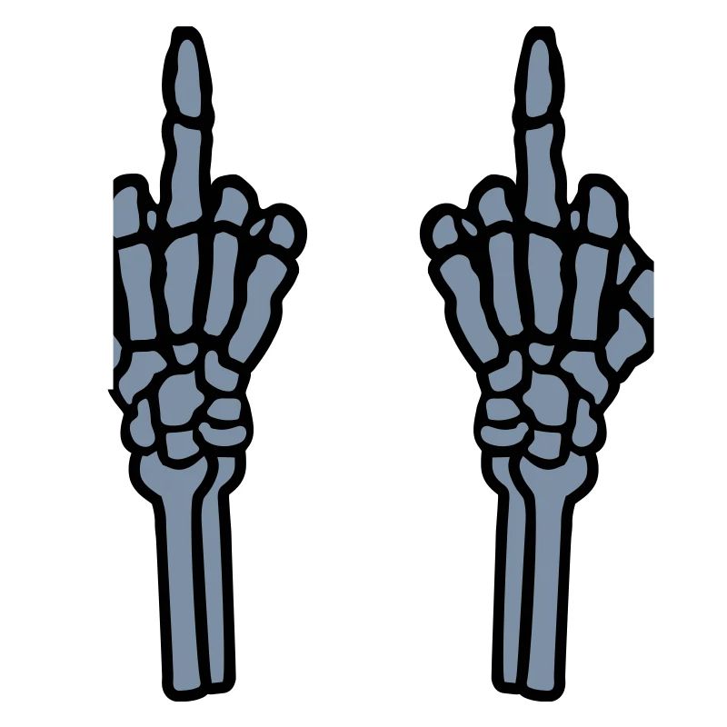 2 hands middle finger bone