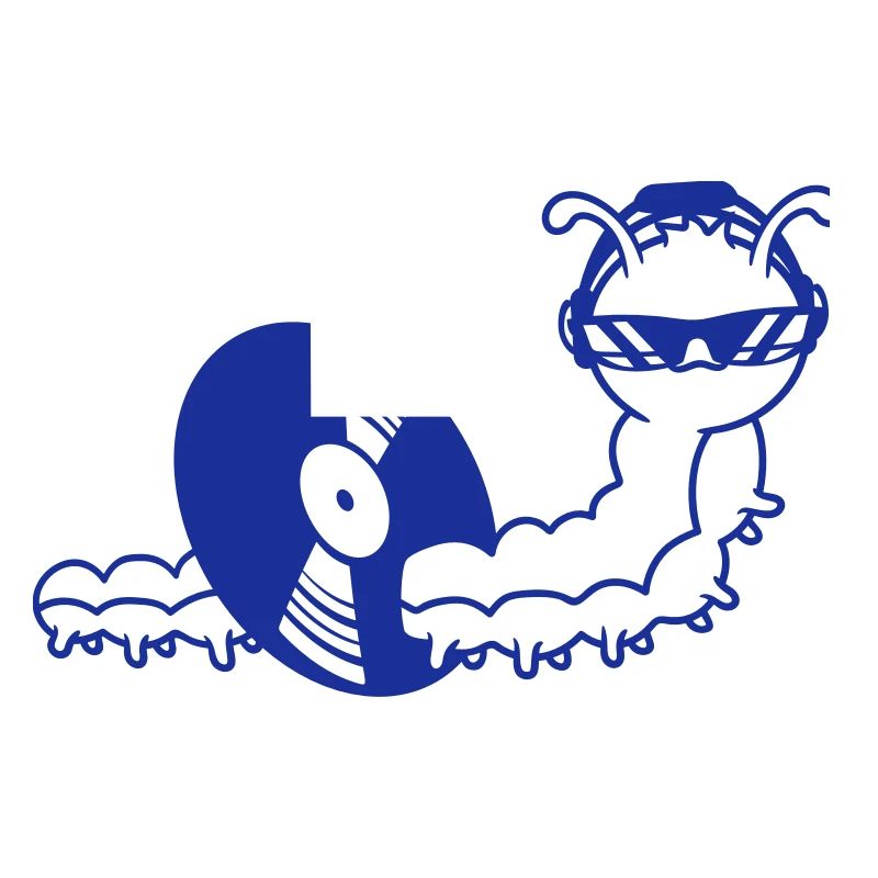 Cool DJ Caterpillar Eats Vinyl Music Record Party