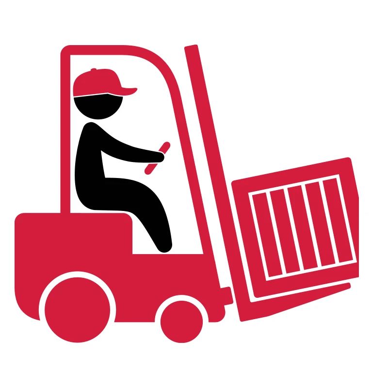 A forklift transporting a box