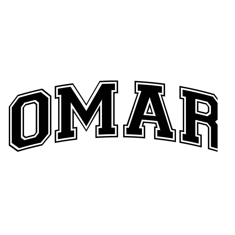 omar name arched college style text