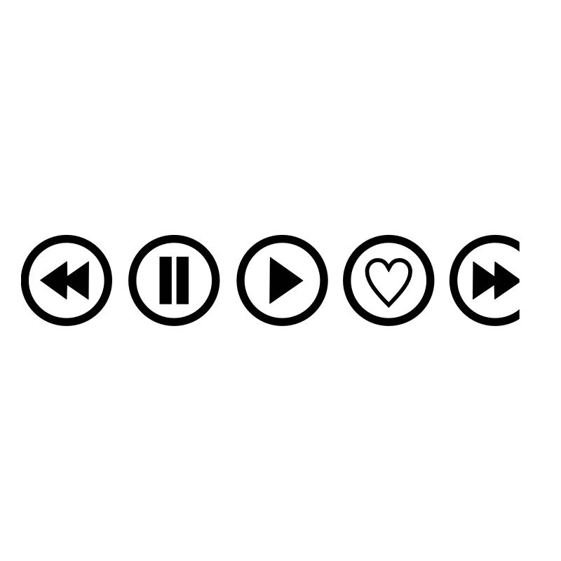 play music, heart button