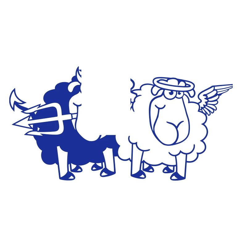 2 Sheep Angel Devil Satan Hell Evil Heaven Good