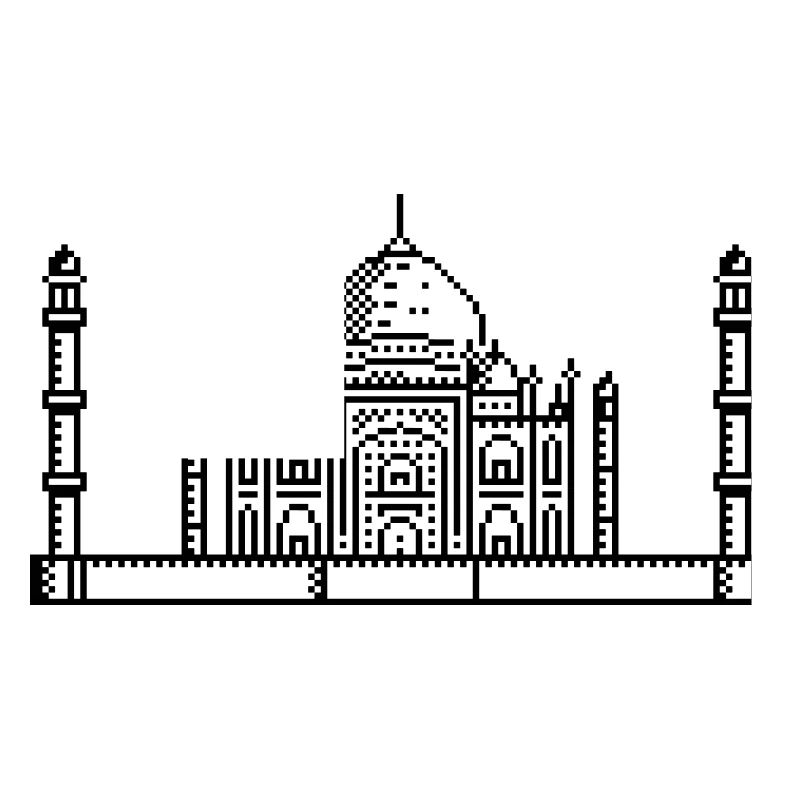 1 bit Pixel Taj Mahal