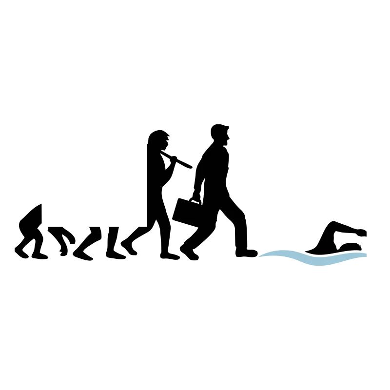 développement de l'évolution né pour nager logo s