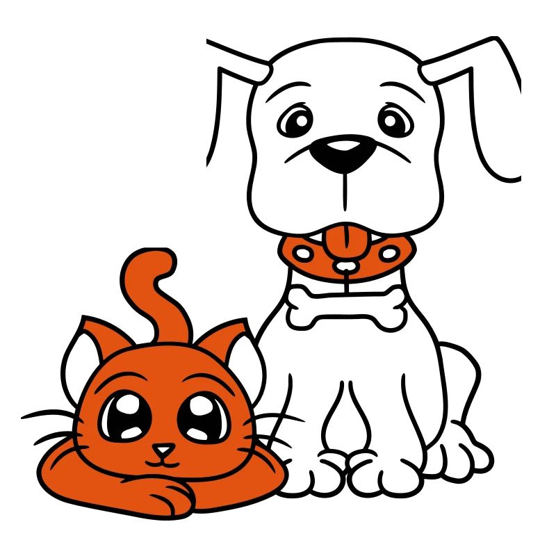 Chien Chat Deux Amis Équipe Chaton 2 Duo Équipage