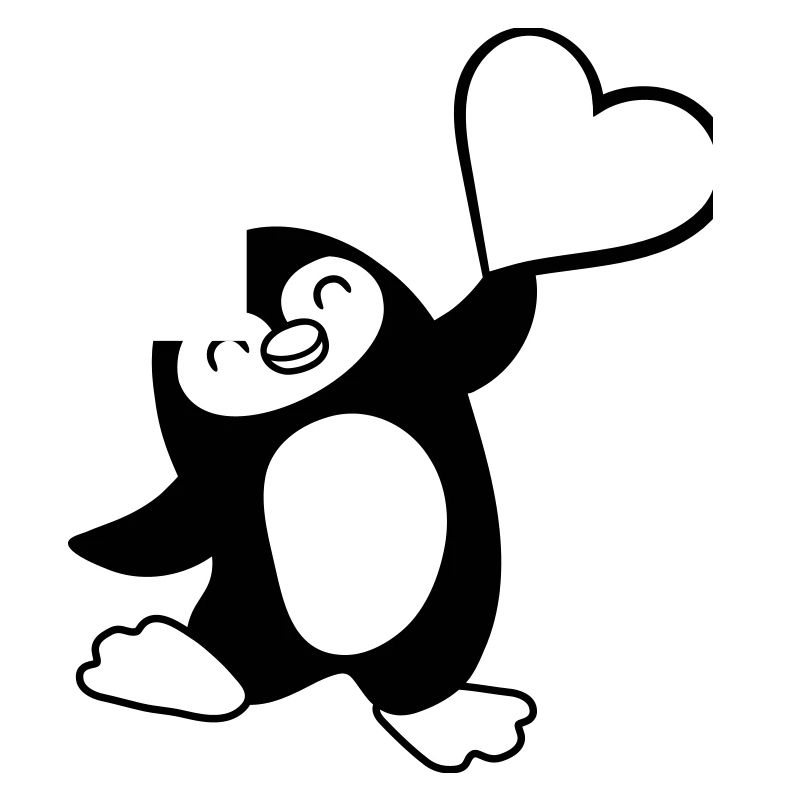 Heart-pointing friendly penguin