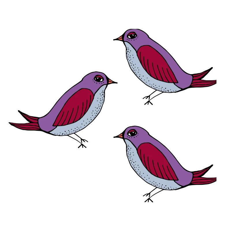 Purple Bird Pattern Trio
