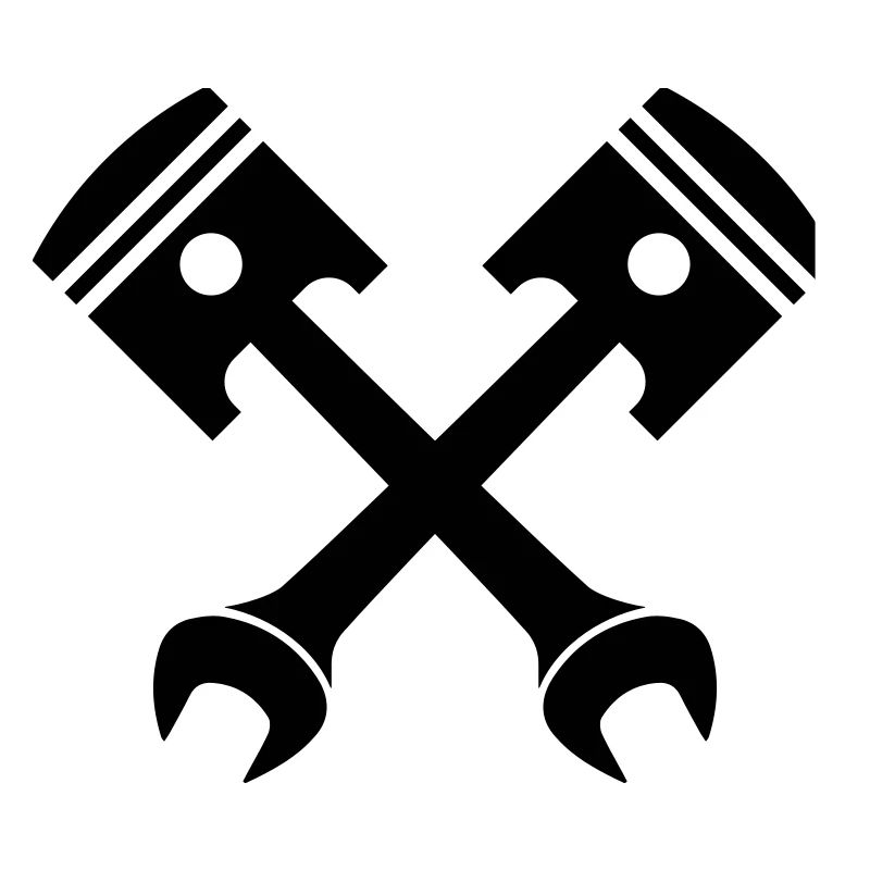 Crossed piston key emblem
