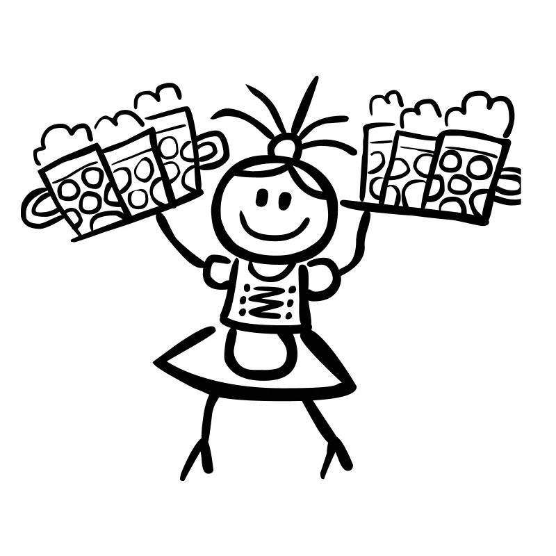 Kellnerin im Dirndl mit Biertablett