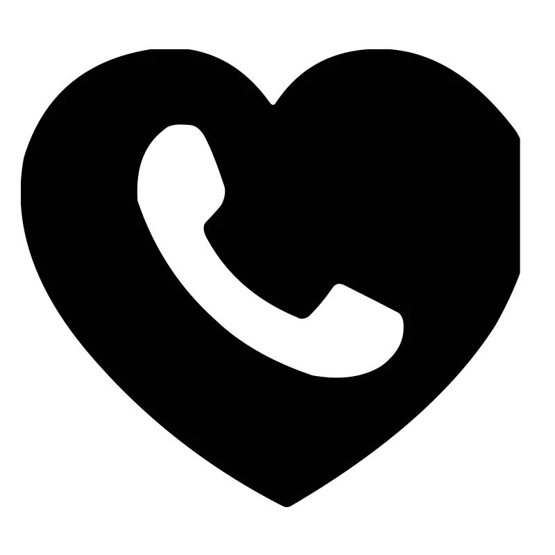 Herz oder Herz mit Telefon ausgeschnittenen Schatten