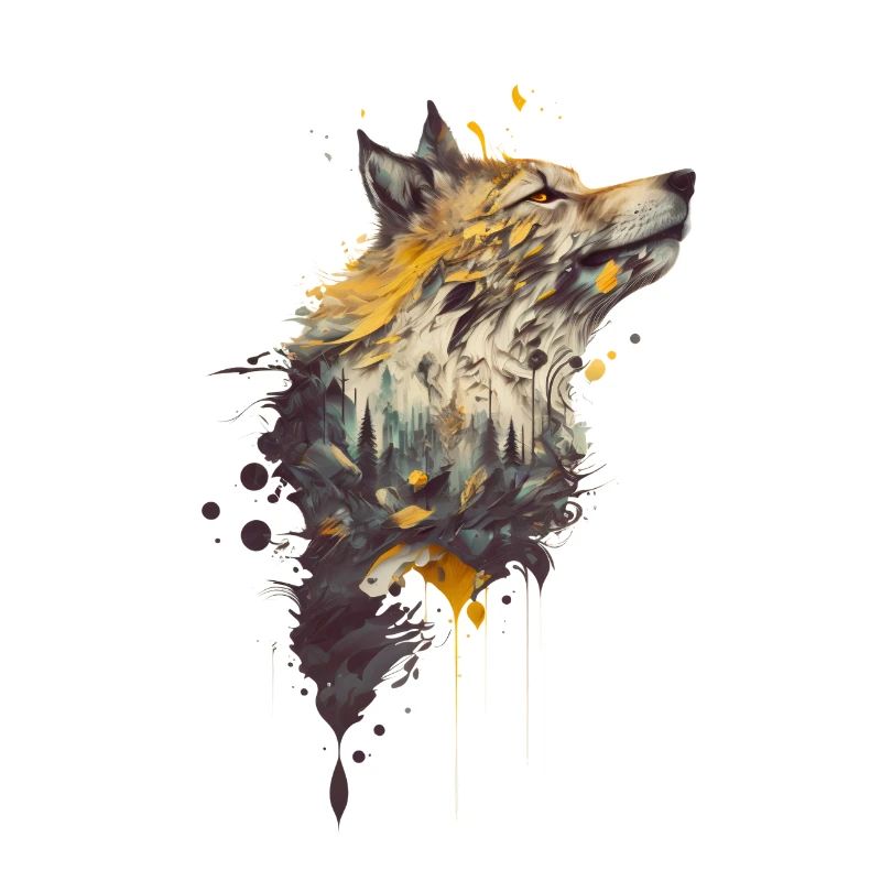Wolf Design mit einem inkludierten Wald