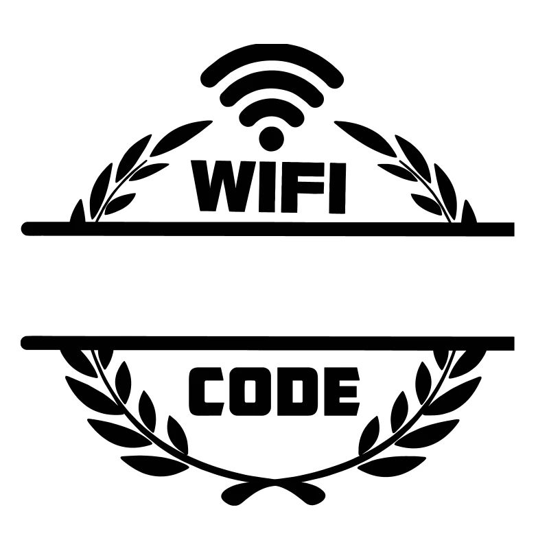 Code wifi dans une couronne de laurier avec barre de texte vierge