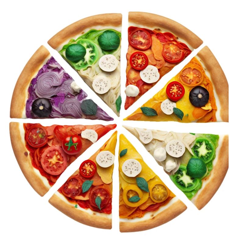 Regenbogenpizza Segmente
