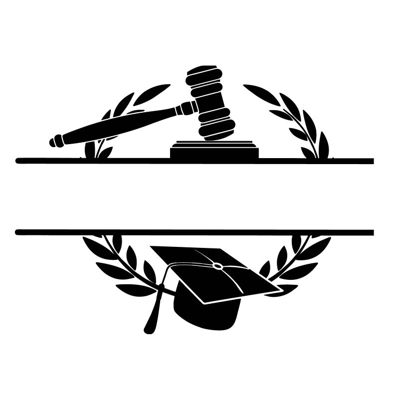 Anwaltsmonogramm mit Hut und Hammer