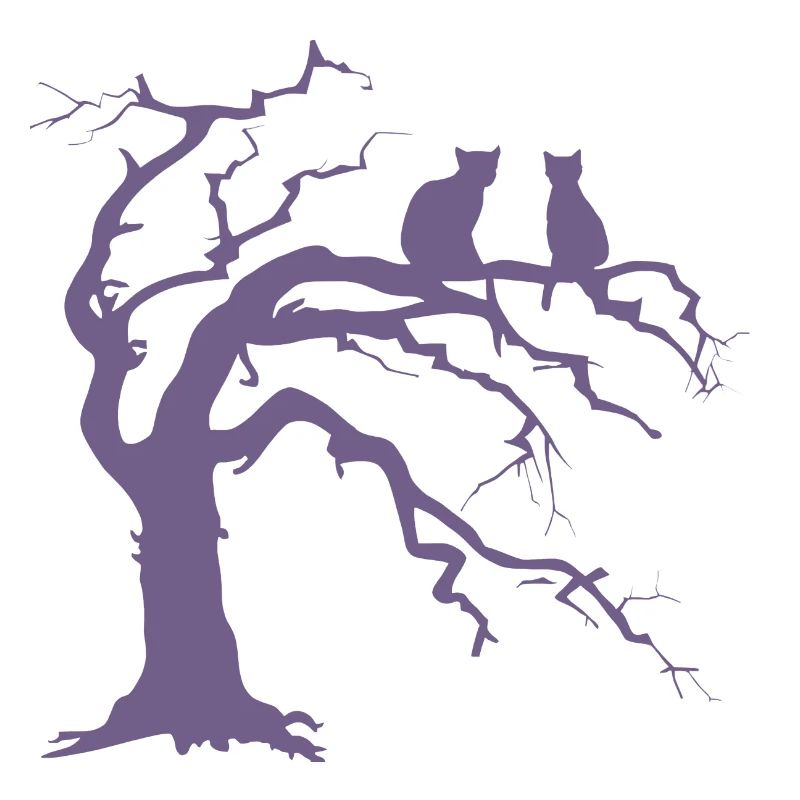 Toter baum mit 2 Katzen Silhouette